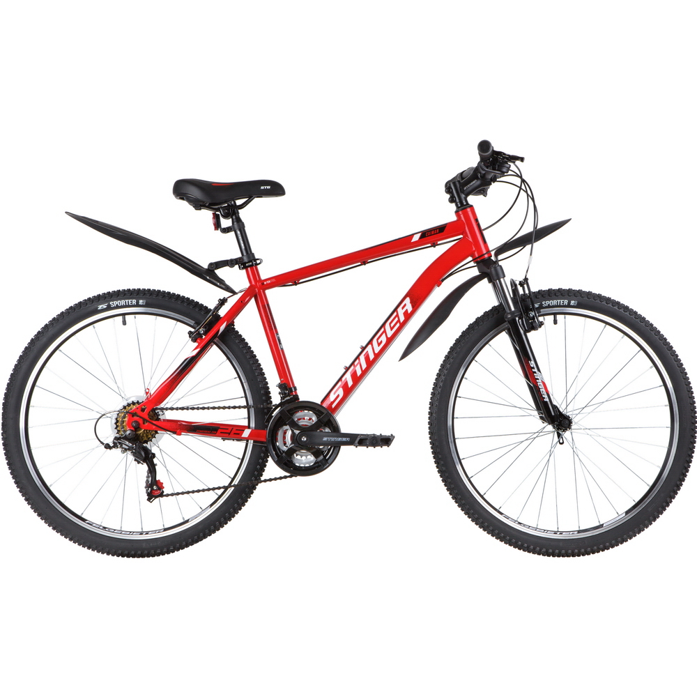 Велосипед 26 горный STINGER Caiman (2020) количество скоростей 18 рама сталь 18 красный