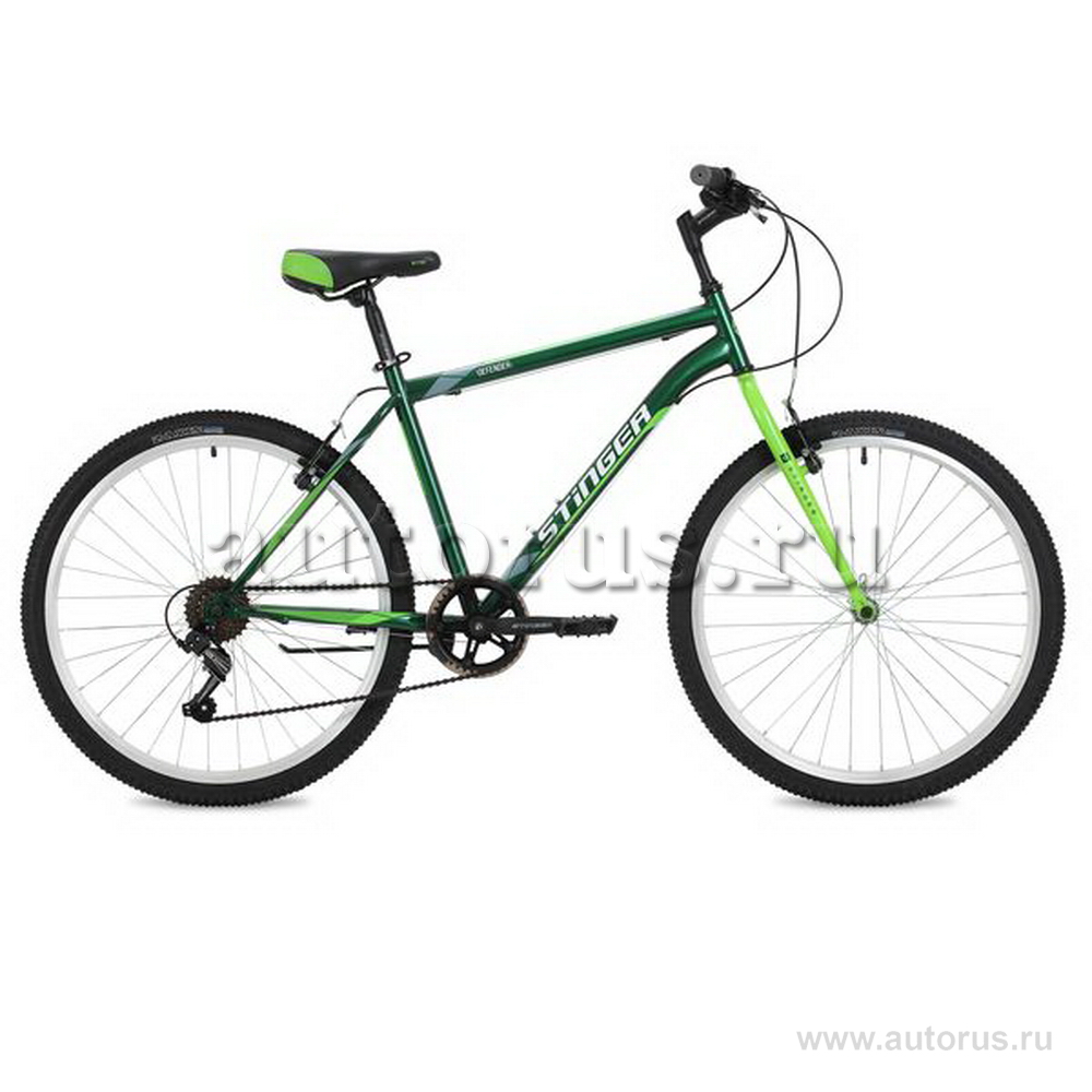 Велосипед 26 горный STINGER Defender (2020) количество скоростей 6 рама сталь 18 зеленый