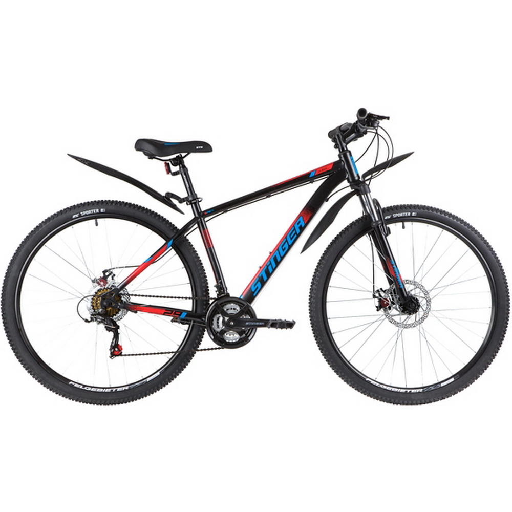 Велосипед 29 горный STINGER Caiman D (2020) количество скоростей 18 рама сталь 18 черный