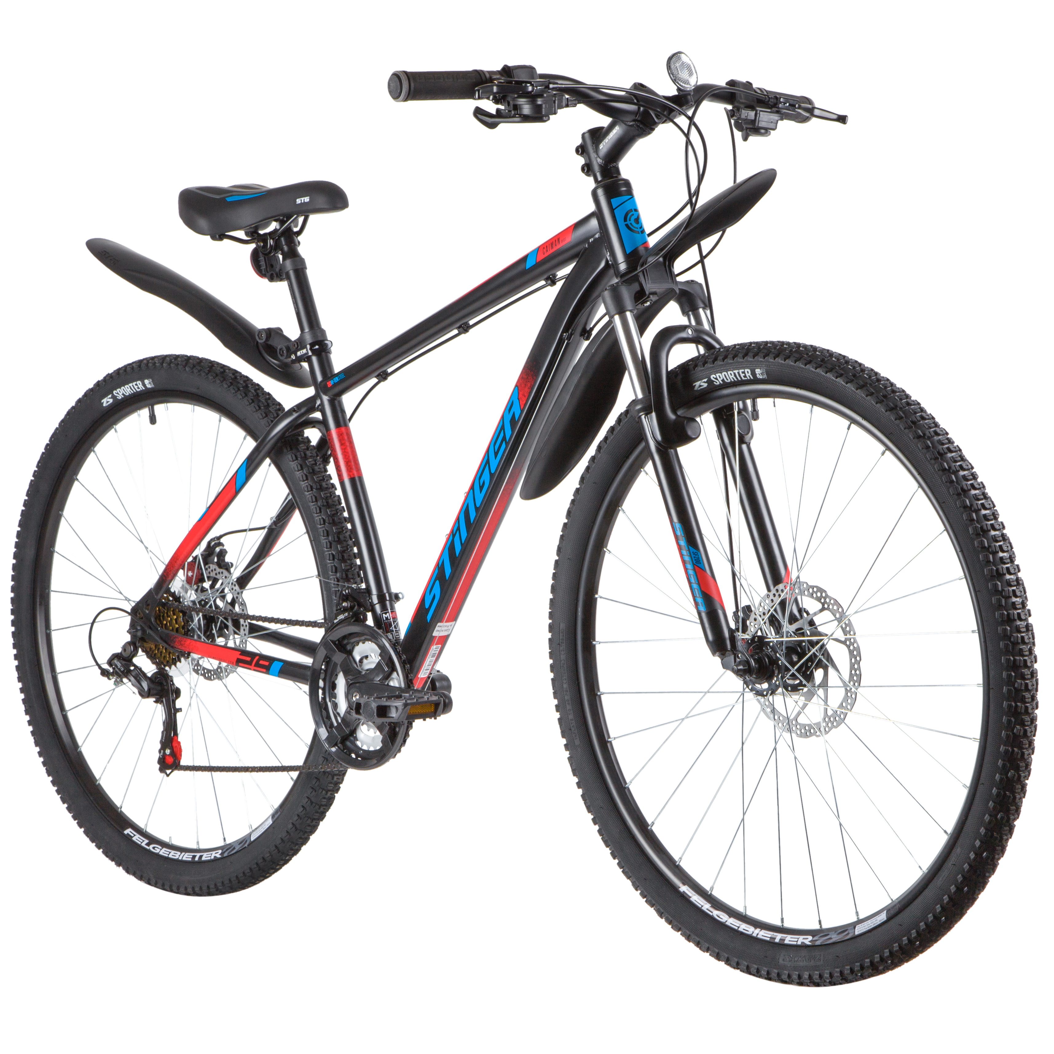Велосипед 29 горный STINGER Caiman D (2020) количество скоростей 18 рама сталь 18 черный