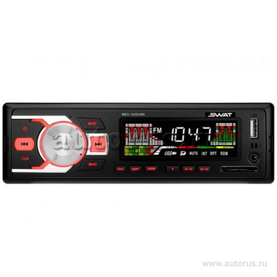 Автомагнитола SWAT MEX-1025UBA 1 din медиа ресивер 4х35 Вт. MP3, USB, SD, 2RCA красная подсветка