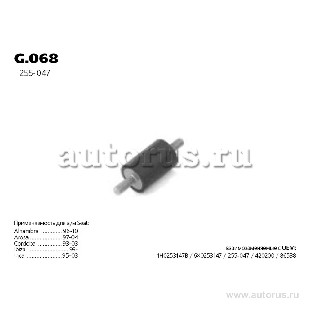 Кольцо подвески глушителя BMW/FORD/VAG+Skoda TRANSMASTER UNIVERSAL g.068
