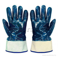 Перчатки хозяйственные с защитной манжетой.Обливные на 3/4, искусственный каучук (Маслостойкие) UNITRAUM UN-KSN110-9