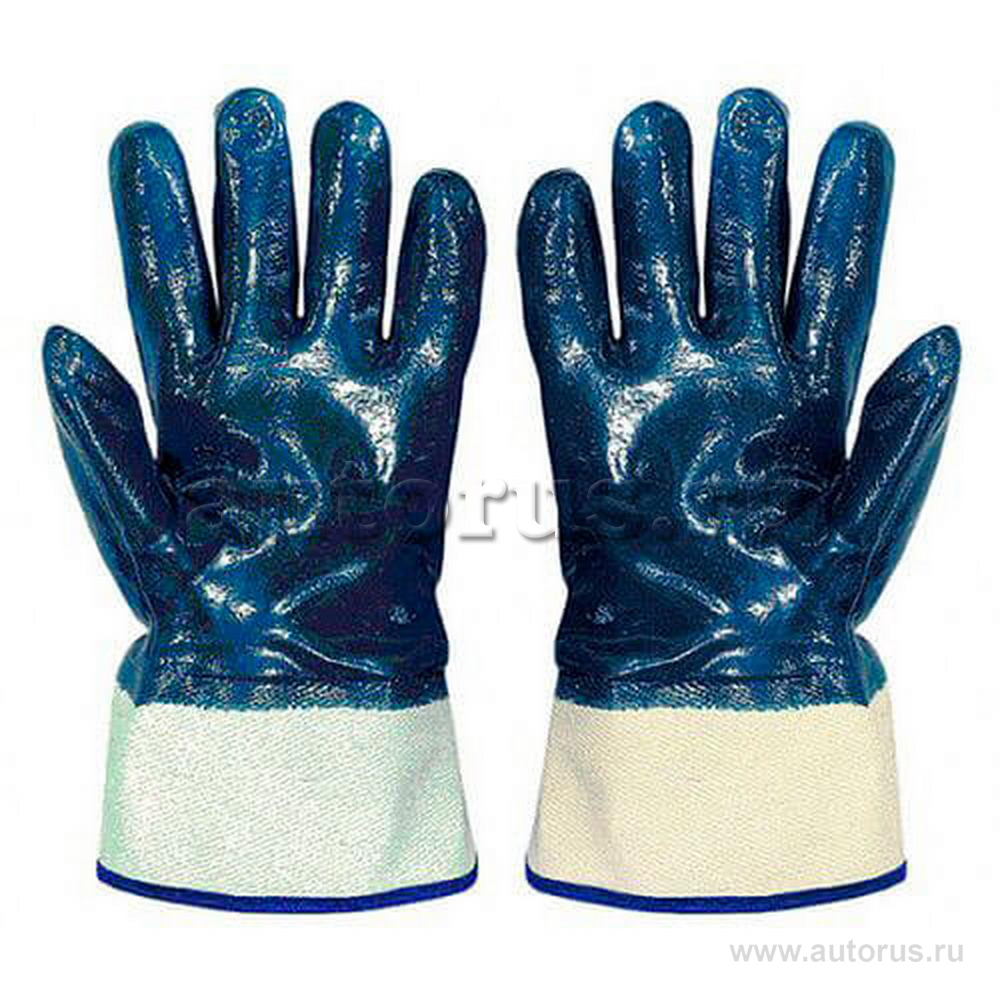 Перчатки хозяйственные с защитной манжетой.Обливные на 3/4, искусственный каучук (Маслостойкие) UNITRAUM UN-KSN110-9