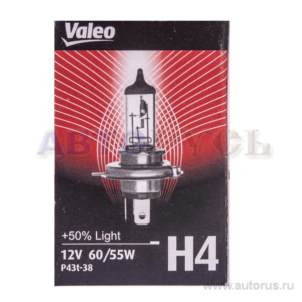 Лампа 12V H4 55/60W +50% VALEO 1 шт. картон 032 511