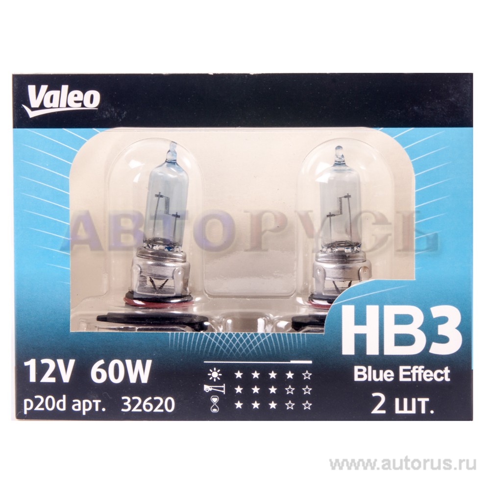 Лампа 12V HB3 60W VALEO Blue Effect 2 шт. DUOBOX 032 620