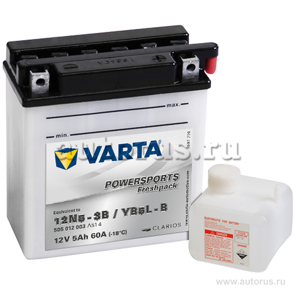 Аккумулятор VARTA moto 5 А/ч прямая L+ EN 30A 121x61x131 505 012 003