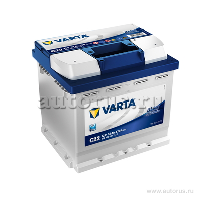 Аккумулятор VARTA Blue Dynamic 52 А/ч 552 400 047 обратная R+ EN 470A 207x175x190 C22 552 400 047 313 2