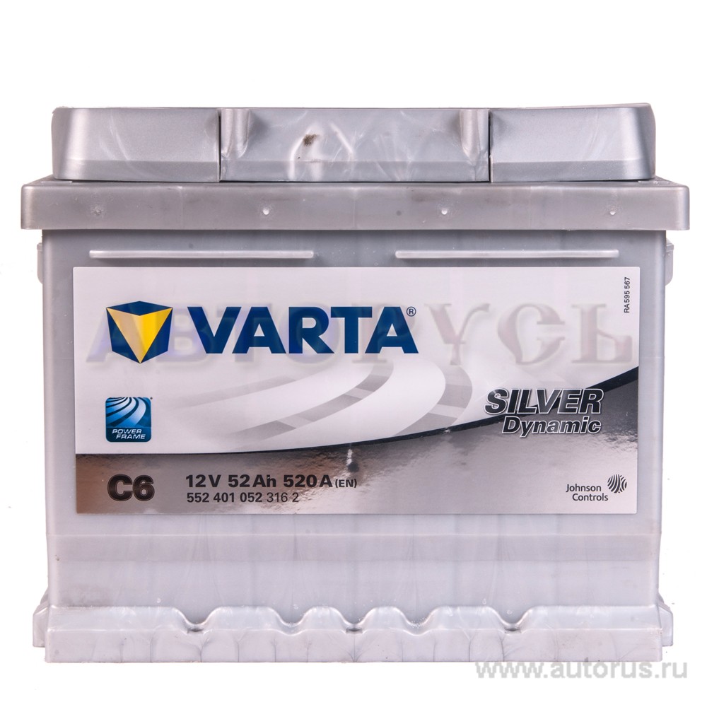 Аккумулятор VARTA Silver Dynamic 52 А/ч 552 401 052 обратная R+ EN 520A 207x175x175 C6 552 401 052 316 2