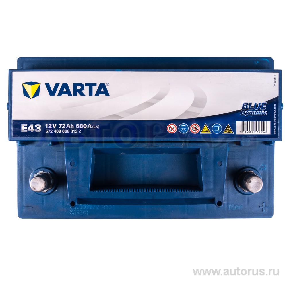 Аккумулятор VARTA Blue Dynamic 72 А/ч 572 409 068 обратная R+ EN 680A 278x175x175 E43 572 409 068 313 2
