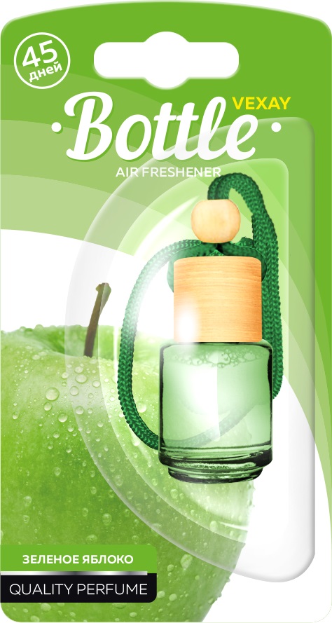 Ароматизатор жидкий подвесной флакон с деревянной крышкой Aroma BOTTLE зеленое яблоко Vexay Aroma VXBL-10