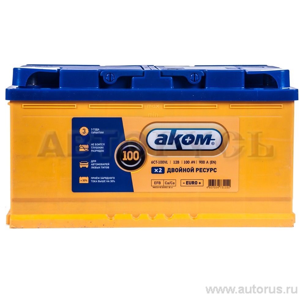 Аккумулятор АКОМ +EFB 100 А/ч обратная R+ EN 930A 353x175x190 6CT-100.0