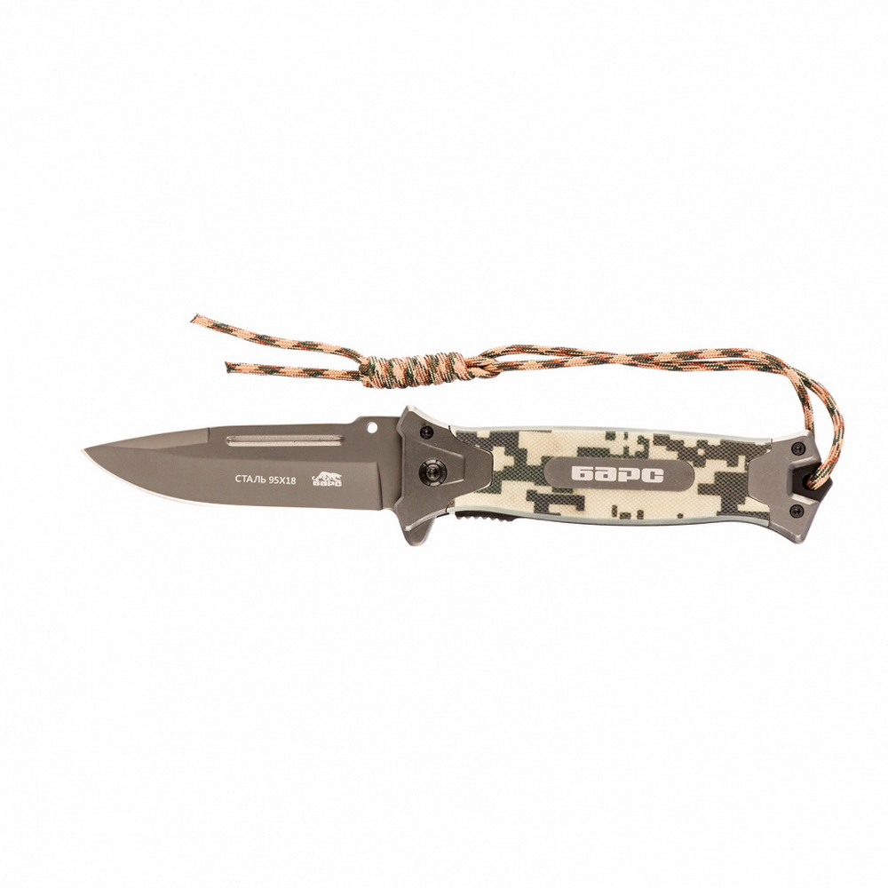 Нож туристический, складной, 220/90 мм, система Liner-Lock, с накладкой G10 на руке, стеклобой Барс БАРС 79202