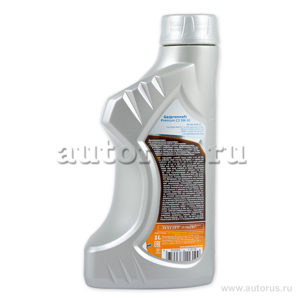 Масло моторное Gazpromneft Premium C3 5W30 синтетическое 1 л 253142229
