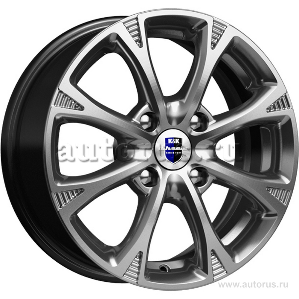 Диск литой R15 6J 4x114.3/67.1 ET45 КИК Блюз Дарк платинум 72449