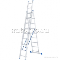 Лестница, 3x9 ступеней, алюминиевая, трехсекционная СИБРТЕХ 97819