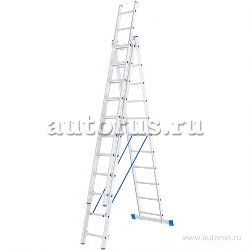 Лестница, 3x11 ступеней, алюминиевая, трехсекционная СИБРТЕХ 97821