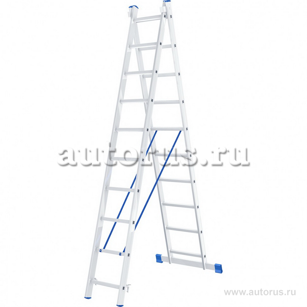 Лестница, 2x10 ступеней, алюминиевая, двухсекционная СИБРТЕХ 97910