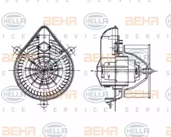 Двигатель вентилятор BEHR/HELLA для PEUGEOT 405 I (15B) 1.8 Turbo Diesel