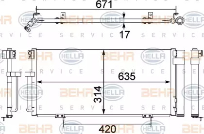 Конденсатор BEHR/HELLA для SUBARU IMPREZA седан (GD) 2.0 WRX Turbo AWD