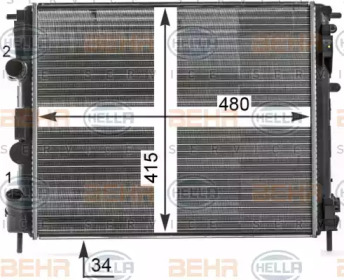 Водяной / масляный радиатор BEHR/HELLA для RENAULT KANGOO (KC0/1_) 1.4 (KC0C, KC0H, KC0B, KC0M)