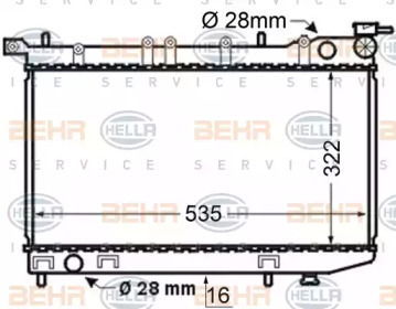 Водяной радиатор BEHR/HELLA для NISSAN SUNNY III Liftback (N14) 1.4 i