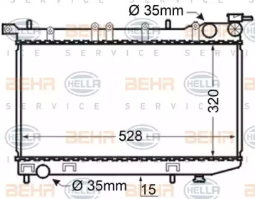 Водяной радиатор BEHR/HELLA для NISSAN ALMERA I (N15) 1.6 SLX