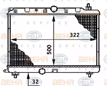 Водяной / масляный радиатор BEHR/HELLA для HONDA CIVIC VI Fastback (MA, MB) 2.0 i TD (MB7)