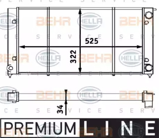 Водяной / масляный радиатор BEHR/HELLA для VW GOLF II (19E, 1G1) 1.8 i Cat Syncro