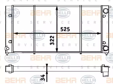 Водяной / масляный радиатор BEHR/HELLA для VW GOLF II (19E, 1G1) 1.8 i Cat Syncro