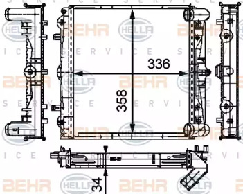 Водяной радиатор BEHR/HELLA для PORSCHE 911 (996) 3.6 Carrera 4S