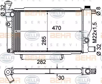 Водяной / масляный радиатор BEHR/HELLA для PEUGEOT 205 I (741A/C) 1.7 Diesel