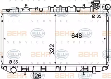 Водяной радиатор BEHR/HELLA для NISSAN SUNNY III Liftback (N14) 2.0 D