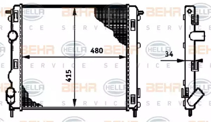 Водяной / масляный радиатор BEHR/HELLA для RENAULT KANGOO (KC0/1_) 1.4 (KC0C, KC0H, KC0B, KC0M)