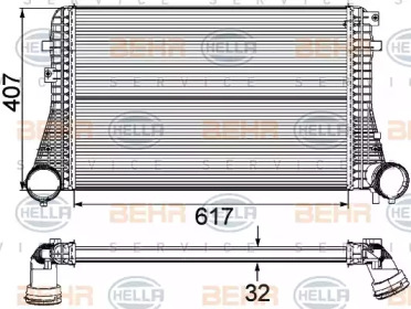 Охладитель наддувочного воздуха (интеркулер) BEHR/HELLA для VW GOLF VI (5K1) 2.0 TDI