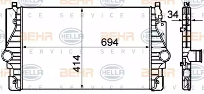 Охладитель наддувочного воздуха (интеркулер) BEHR/HELLA для VW TRANSPORTER IV c бортовой платформой/ходовая часть (70XD) 2.5 TDI Syncro