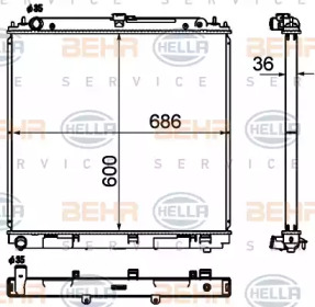 Водяной радиатор BEHR/HELLA для NISSAN NP300 NAVARA (D40) 2.5 dCi 4WD