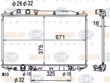 Водяной / масляный радиатор BEHR/HELLA для HONDA CIVIC VIII седан (FD, FA) 1.3 Hybrid (FA3, FD3)