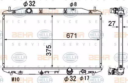 Водяной радиатор BEHR/HELLA для HONDA CIVIC VIII Hatchback (FN, FK) 2.2 CTDi (FK3)
