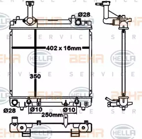 Водяной радиатор BEHR/HELLA для NISSAN PIXO (UA0) 1.0
