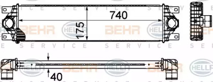 Охладитель наддувочного воздуха (интеркулер) BEHR/HELLA для NISSAN INTERSTAR Фургон (X70) dCi 120