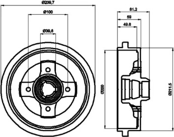 Барабанный тормозной механизм PAGID для VW POLO (6N1) 64 1.9 D