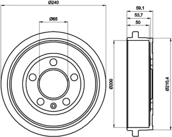 Барабанный тормозной механизм PAGID для VW POLO (6R, 6C) 1.2 TSI