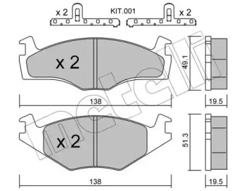 Тормозные колодки METELLI для VW GOLF II (19E, 1G1) 1.8 i Cat Syncro