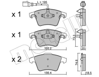 Дисковой тормозной механизм METELLI для VW MULTIVAN V (7HM, 7HN, 7HF, 7EF, 7EM, 7EN) 1.9 TDI