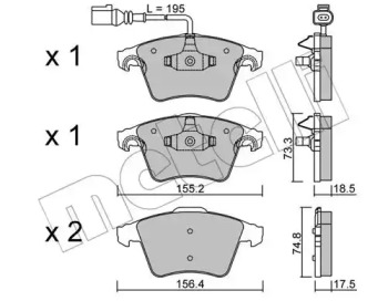 Дисковой тормозной механизм METELLI для VW MULTIVAN V (7HM, 7HN, 7HF, 7EF, 7EM, 7EN) 2.5 TDI
