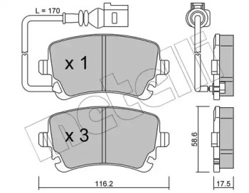 Дисковой тормозной механизм METELLI для VW MULTIVAN V (7HM, 7HN, 7HF, 7EF, 7EM, 7EN) 1.9 TDI