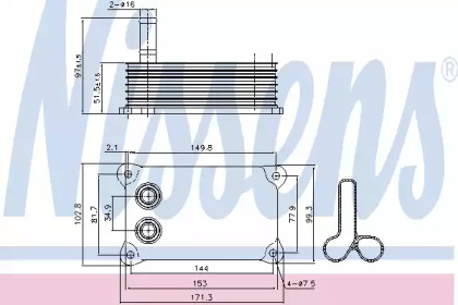 Водяной / масляный радиатор NISSENS для FORD TRANSIT c бортовой платформой/ходовая часть (FM_ _, FN_ _) 2.4 DI (F_A_, F_B_, F_C_, F_D_)