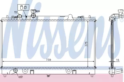 Водяной радиатор NISSENS для MAZDA 6 Hatchback (GG) 2.3
