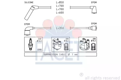 Свечной кабель / соединительные элементы FACET для MITSUBISHI LANCER III (C1_A, C6_A) 1.2 GL (C15AS)